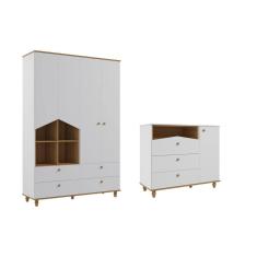 Imagem de Guarda Roupa e Comoda Bebe Permobili Retro Casinha MDF