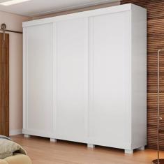 Imagem de Guarda-roupa Casal 243cm 3 Portas de Correr 100% Mdf Amarílis Espresso Móveis Branco