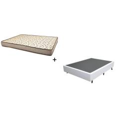 Imagem de Cama Box Viúva 128 Tecido Sintético Branco Com Colchão 128 Flórida Bello Box - 100% Espuma - D26 Cinza
