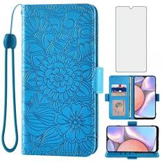 Imagem de Capa carteira compatível com Samsung Galaxy A10S e protetor de tela de vidro temperado com suporte magnético de couro flip acessórios para celular capa para celular Glaxay Galaxies A10x mulheres