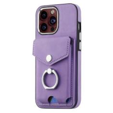 Imagem de Capa de telefone de couro com anel de dedo para iPhone 15 Pro Max 14 13 12 11 Pro Max 15 Plus 13 Pro Capa de suporte para cartão carteira, roxa, para iPhone 14 Plus