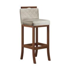 Imagem de Banqueta Média em Madeira Maciça com Matelassê Pinhão