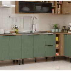 Imagem de Balcão Para Cozinha 2 Portas 3 Gavetas Toscana Espresso Móveis Freijó/Jade