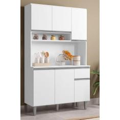Imagem de Cozinha Kit Márcia Compacta 6 Portas 1 Gaveta Branco Ajl