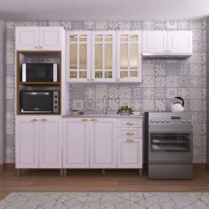 Imagem de Cozinha Completa Firenze 12 Portas 2 Gavetas com Vidro 6171.132 Branco - Indekes