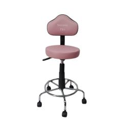 Imagem de Cadeira secretaria Verona  com regulagem de altura a gás - base de ferro e apoio para os pés cromada corano rosa bebe