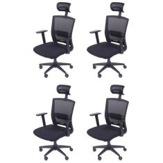 Imagem de Kit 4 Cadeiras para Escritorio Presidente Nr17 Office 3317 Preto