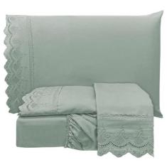 Imagem de Jogo Cama Lençol Queen Supremo Micropercal 300 Fios - Chumbo - Casa Sh