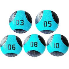 Kit 5 Medicine Ball Liveup PRO 3 5 6 8 e 10 kg Bola de Peso Treino Funcional LP8112