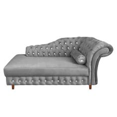 Imagem de Divã Chesterfield Juliette 160cm Pés Chanfrado Suede Grafite