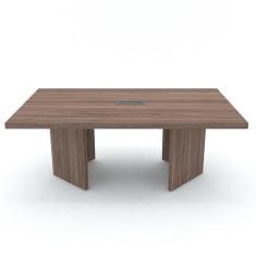 Imagem de Mesa De Reunião Com Caixa De Tomada Retangular 200 X 120 Cm Pé Painel Pe50 Em Mdp Walnut