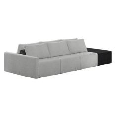 Imagem de Sofá Ilha Modular Living Com Puff 342cm Georgia K04 Bouclê Cinza/Preto