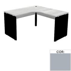 Imagem de Mesa de Escritório em L Pé Painel Pe25 em Mdp 125 x 125 x 60 cm Cinza com Base Cinza