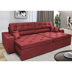 Imagem de Sofá Retrátil e Reclinável 3,12m com Molas Cama Inbox Estilo Suede Velusoft Vermelho