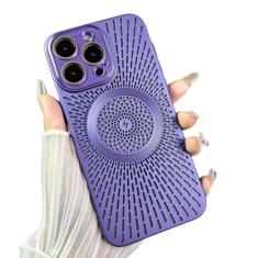 Imagem de Para iPhone 12 13 14 15 Pro Max Capa de telefone respirável dissipação de calor malha escudo de sucção magnética capa de proteção de carregamento, roxo, para iPhone 15 pro