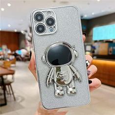 Imagem de Capa Galvanizada Astronauta para iPhone 11 12 13 14 Pro Max XS Max X XR 14 Plus 13 Pro Capa Soft Glitter Kickstand, T3, Para iPhone X ou XS