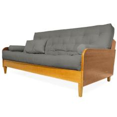 Imagem de Sofá Cama Paris Sarja Madeira Nobre Natural - Cinza