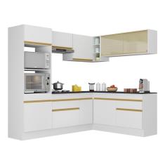 Imagem de Armário De Cozinha Completa De Canto V2099 Branco Dourado