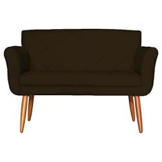 Imagem de Namoradeira Decorativa Isabela Pés Palito Suede Marrom - DS Estofados