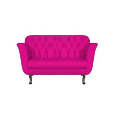 Imagem de Namoradeira Decorativa Dália Couro Rosa Pink 2 Lugares Pés Madeira Mz Decor