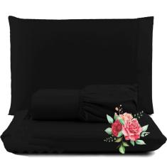 Imagem de Jogo De Lençol Dia A Dia Queen 3 Peças Barato - Preto