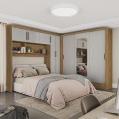 Imagem de Guarda-roupa Casal Modulado 5 Portas Santiago 3 Portas com Espelho 5 Gavetas