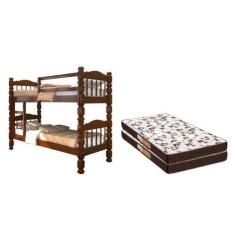 Imagem de Beliche Torneada em Madeira Maciça 2 Colchões D28 88x188x14 - Digo.Cas