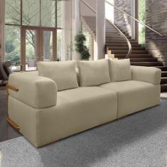 Imagem de Sofá Bipartido 4 Lugares com Almofadas Soltas 260cm Nuuk Linho Bege G63 - Gran Belo