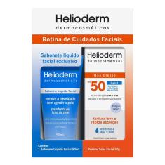 Imagem de Kit Sabonete Líquido Facial Helioderm 50ml e Protetor Solar Facial Helioderm FPS 50 50g