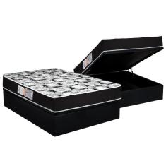 Imagem de Cama Box Baú Casal: Colchão Espuma D45 Luckspuma Gran Luck Pró Saúde Duplo + Base Black(138X188)