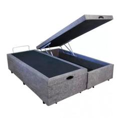 Imagem de Base Box Baú Queen Bipartido Santo Box Suede Cinza 47x158x198