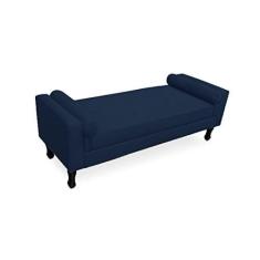 Imagem de Recamier Calçadeira Fênix Baú Estofado Quarto Queen 160cm Suede Azul Marinho - LM DECOR