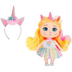 Imagem de Boneca Coleçao ARCO-IRIS Unicornio DM TOYS DMT6888 ARCO Rosa Claro