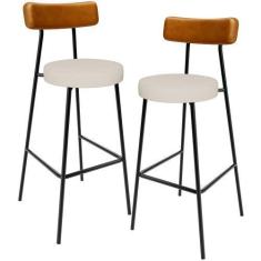 Imagem de Kit 02 Banquetas Alta Cozinha Sala De Jantar Aço Milão L02 material si