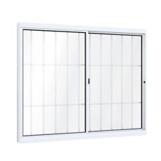 Imagem de Janela de Aluminío de Correr 100x120cm 2 Folhas com Grade e Vidro Lucasa Ideale Branco