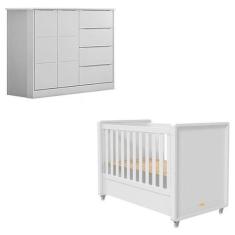 Imagem de Berço Americano Tutto New e Cômoda Infantil Eloá Branco Acetinado  Pho