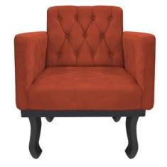 Imagem de kit 02 Poltronas Classic Pés Luís XV Suede Terracota - Doce Sonho Móveis