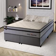Imagem de Conjunto Cama Box c/ Molas Ensacadas Preston Cinza Queen 158x198x71