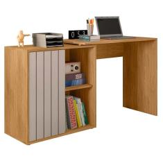 Imagem de Mesa Para Escritório Home Office 1 Porta Ripada Tech Mel Cacao Caemmun