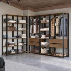 Imagem de Guarda-roupa Closet Modulado Valencia 4 Gavetas 417cm Rustic/preto Madesa 01