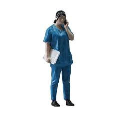 Imagem de Kokiya 1/32 Scale Models Figurine 1/32 Doctor Figures Mini People Model Resin Ornament 1:32 Doctor Figurine for Diorama Layout DIY Projects, Female Blue