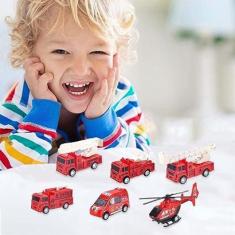 Imagem de Conjunto Carrinho De Brinquedo Fricção Bombeiro 6 Pçs - Online