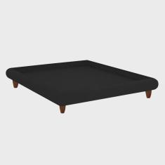 Imagem de Cama King Japonesa 210cm Pés Madeira Haru Veludo Preto - Sallar Home