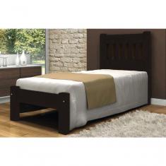 Imagem de Cama de Solteiro Lisboa de Madeira Maciça Angelim Pedra Tauari Tabaco