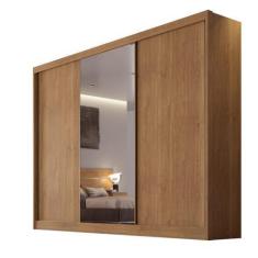 Imagem de Guarda Roupa Casal 1 Porta Espelhada 6 Gavetas 100%Mdf Diamond Cumaru