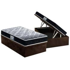 Imagem de Cama Box Baú Solteiro: Colchão Anatômico Probel D33/EP Firmepedic ProDormir Advanced Tech1500 Double Face + Base CRC Suede Brown(88x188)