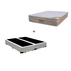 Imagem de Cama Box Queen 158 Sintético Branco com Colchão Ortobom Airtech Spring Pocket D26 Bege 70x158x198
