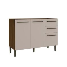 Imagem de Balcão de Cozinha 2 Portas e 3 Gavetas 120cm Toronto Noce Oro/Cinnamon