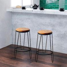 Imagem de KIT 2 BANQUETAS GUATEMALA INDUSTRIAL MADEIRA MACIÇA 70CM