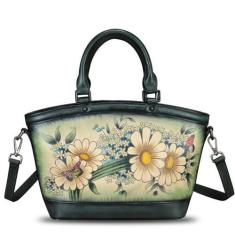 Imagem de Bolsa feminina de couro genuíno pintada à mão bolsa de ombro feita à mão bolsa transversal de trabalho bolsa casual, Padrão 3, Medium